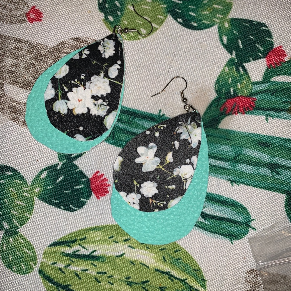 Homemade teardrop shaped earrings!